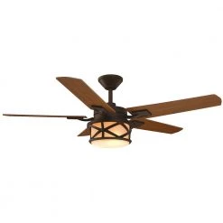 Copley 52 in. Indoor/Outdoor LED Oil Rubbed Bronze Ceiling Fan with Light Kit, Downrod, Remote and Reversible Blades by Home Decorators Collection -Outlet Home Decorators Collection Store oil rubbed bronze home decorators collection ceiling fans with lights 51504 77 1000