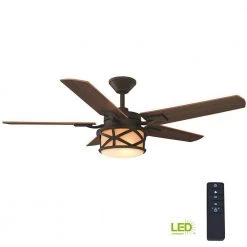 Copley 52 in. Indoor/Outdoor LED Oil Rubbed Bronze Ceiling Fan with Light Kit, Downrod, Remote and Reversible Blades by Home Decorators Collection -Outlet Home Decorators Collection Store oil rubbed bronze home decorators collection ceiling fans with lights 51504 c3 1000