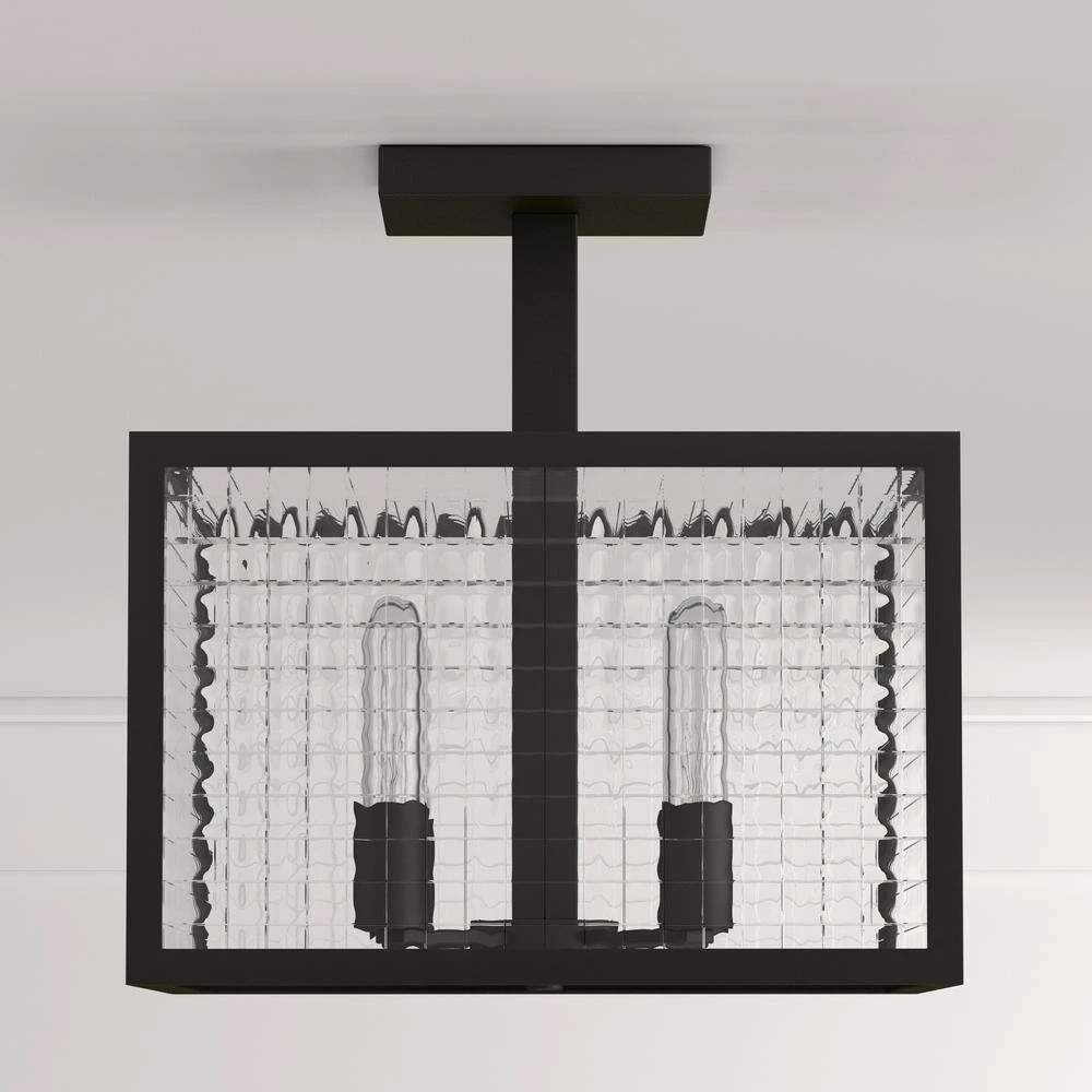 12 in. 3-Light Oil-Rubbed Bronze Semi-Flush Mount with Etched Clear Glass Shades by Home Decorators Collection 5 12 in. 3-Light Oil-Rubbed Bronze Semi-Flush Mount with Etched Clear Glass Shades by Home Decorators Collection - Image 4