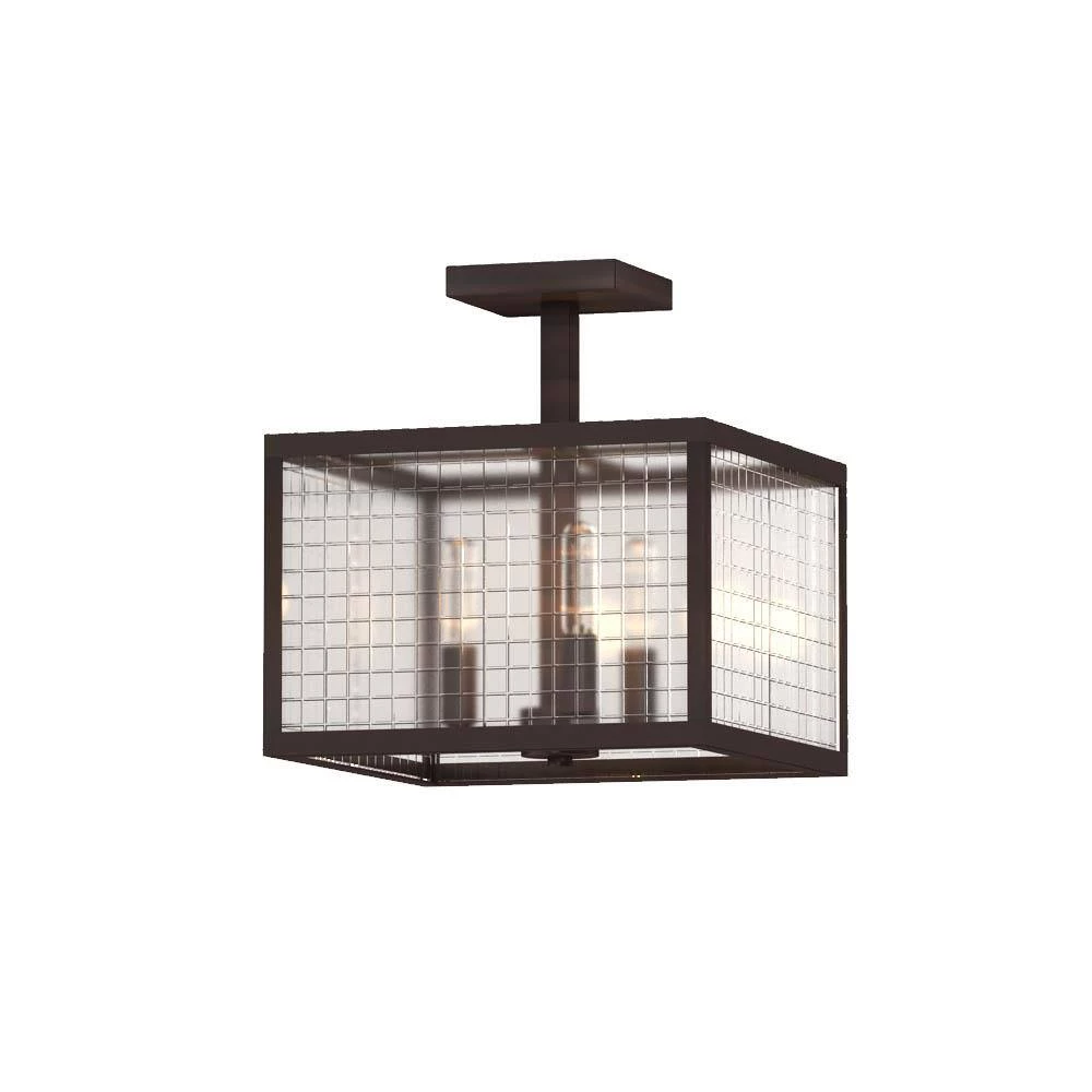 12 in. 3-Light Oil-Rubbed Bronze Semi-Flush Mount with Etched Clear Glass Shades by Home Decorators Collection 7 12 in. 3-Light Oil-Rubbed Bronze Semi-Flush Mount with Etched Clear Glass Shades by Home Decorators Collection - Image 6