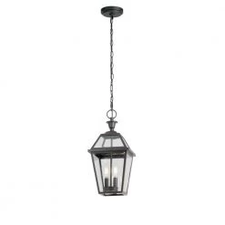 Glenneyre 8-5/8 in. W 2-Light Oil-Rubbed Bronze Outdoor French Quarter Gas Style Exterior Hanging Pendant w/Clear Glass by Home Decorators Collection