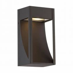 Monticello 1-Light Oil Rubbed Bronze Outdoor Integrated LED Wall Lantern Sconce with Etched Lens by Home Decorators Collection