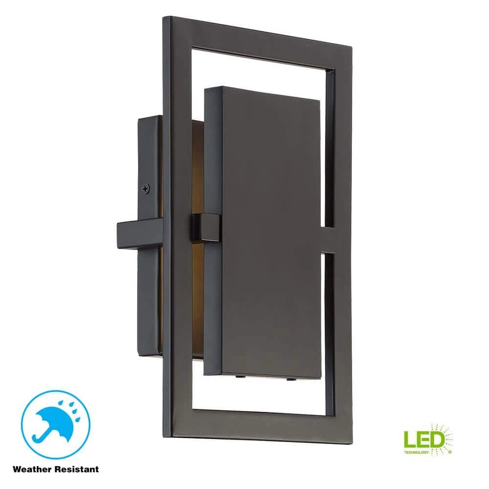 Railford 1-Light Oil Rubbed Bronze Outdoor Integrated LED Wall Lantern Sconce with Etched Lens by Home Decorators Collection 11 Railford 1-Light Oil Rubbed Bronze Outdoor Integrated LED Wall Lantern Sconce with Etched Lens by Home Decorators Collection - Image 9