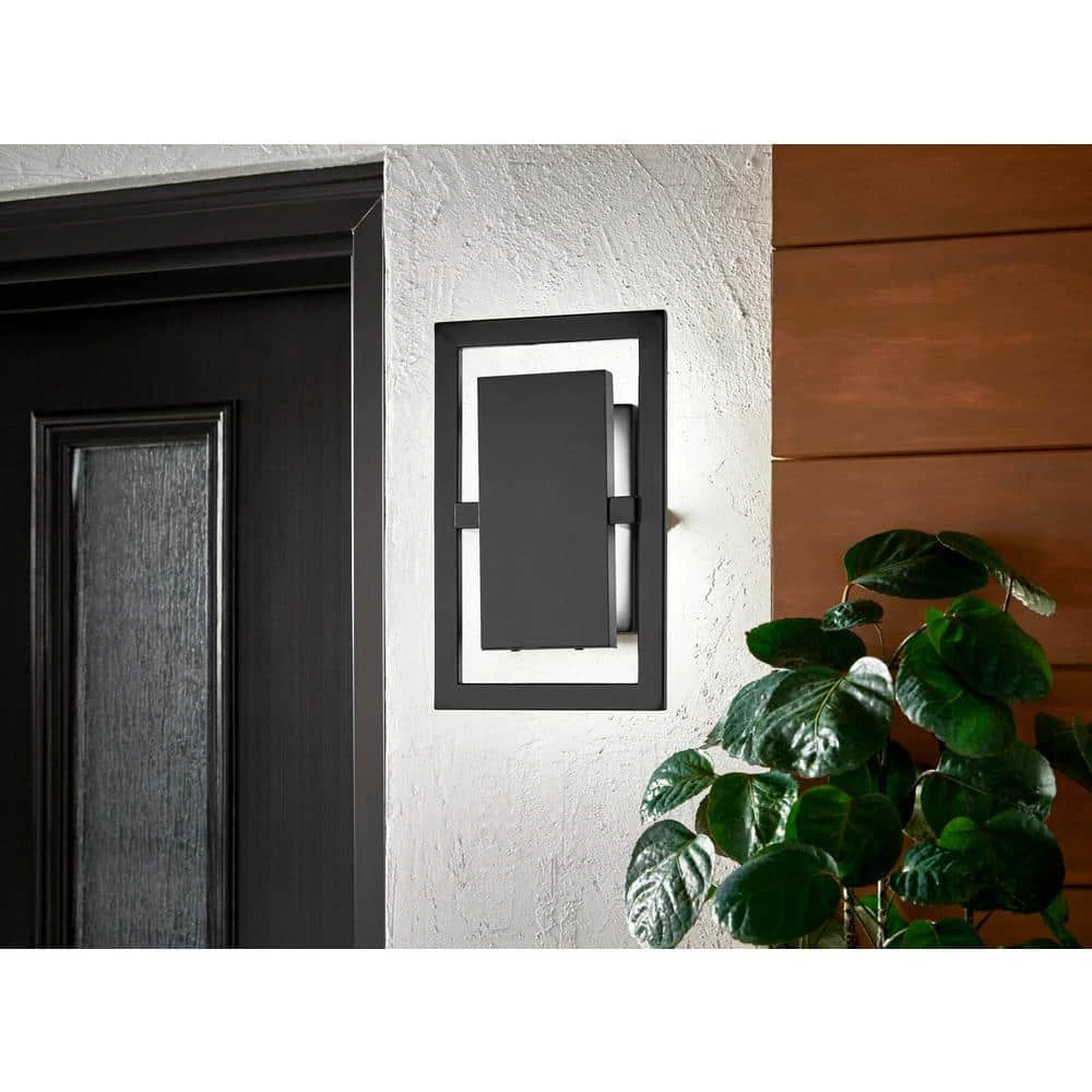 Railford 1-Light Oil Rubbed Bronze Outdoor Integrated LED Wall Lantern Sconce with Etched Lens by Home Decorators Collection 4 Railford 1-Light Oil Rubbed Bronze Outdoor Integrated LED Wall Lantern Sconce with Etched Lens by Home Decorators Collection - Image 2