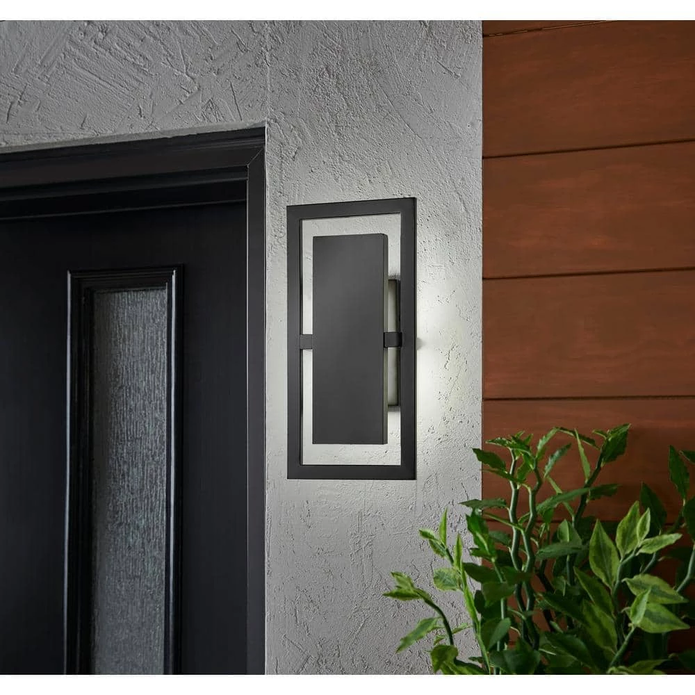 Railford 1-Light Oil Rubbed Bronze Outdoor Integrated LED Wall Lantern Sconce with Etched Lens by Home Decorators Collection 4 Railford 1-Light Oil Rubbed Bronze Outdoor Integrated LED Wall Lantern Sconce with Etched Lens by Home Decorators Collection - Image 2
