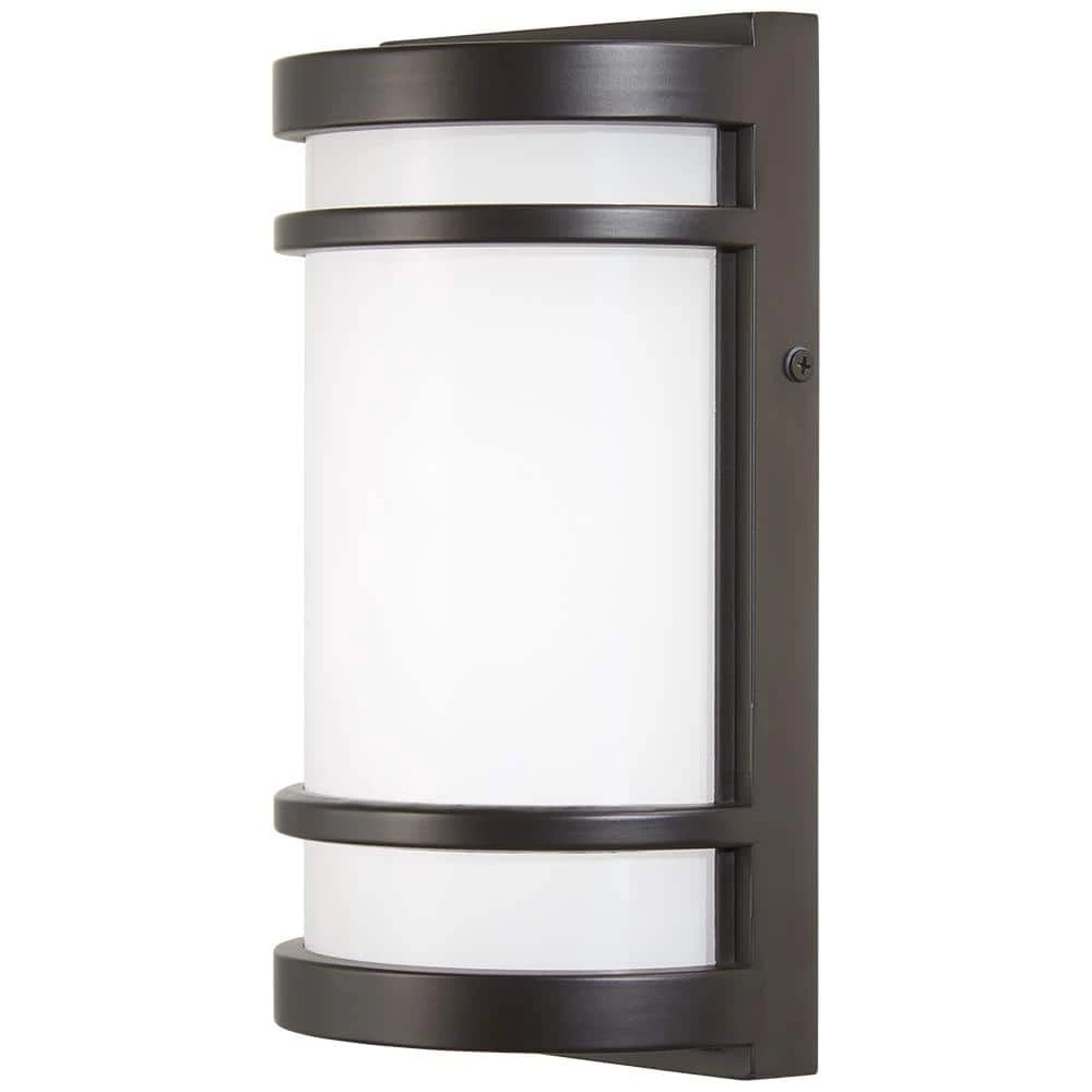 1-Light Oil Rubbed Bronze LED Outdoor Wall Mount Lantern with White Glass by Home Decorators Collection 5 1-Light Oil Rubbed Bronze LED Outdoor Wall Mount Lantern with White Glass by Home Decorators Collection - Image 3