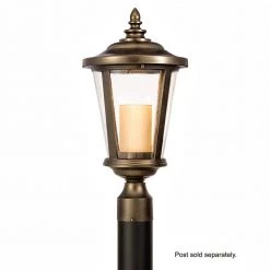 Bellingham Oil Rubbed Bronze Outdoor LED Medium Post Mount with Clear Glass and Amber Glass Candle by Home Decorators Collection 14 Bellingham Oil Rubbed Bronze Outdoor LED Medium Post Mount with Clear Glass and Amber Glass Candle by Home Decorators Collection -Outlet Home Decorators Collection Store oil rubbed bronze home decorators collection post lanterns hd 1199 led 1f 1000