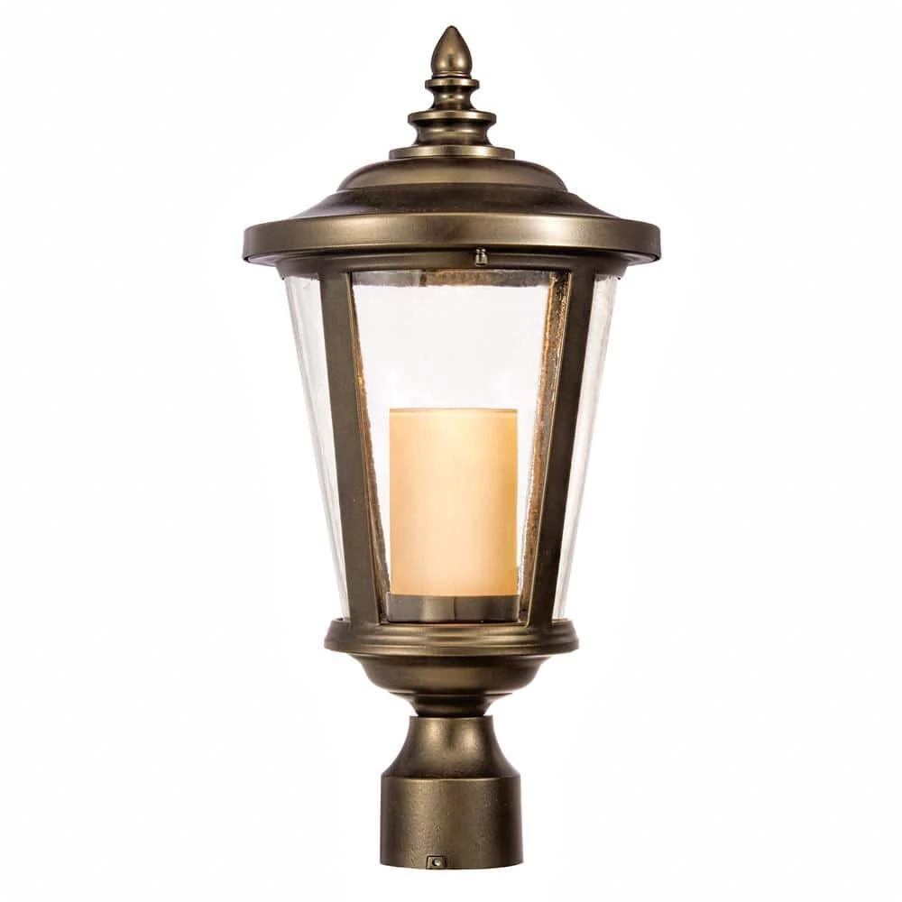 Bellingham Oil Rubbed Bronze Outdoor LED Medium Post Mount with Clear Glass and Amber Glass Candle by Home Decorators Collection 3 Bellingham Oil Rubbed Bronze Outdoor LED Medium Post Mount with Clear Glass and Amber Glass Candle by Home Decorators Collection