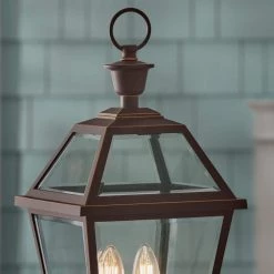 Glenneyre 8-5/8 in. W 2-Light Oil-Rubbed Bronze French Quarter Gas Style Outdoor Post with Clear Glass by Home Decorators Collection -Outlet Home Decorators Collection Store oil rubbed bronze home decorators collection post light sets jlw1802ax 01 or 40 1000