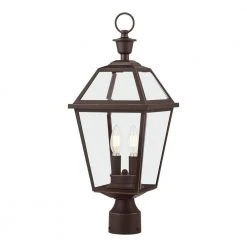 Glenneyre 8-5/8 in. W 2-Light Oil-Rubbed Bronze French Quarter Gas Style Outdoor Post with Clear Glass by Home Decorators Collection