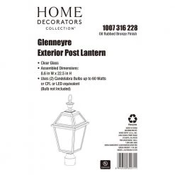 Glenneyre 8-5/8 in. W 2-Light Oil-Rubbed Bronze French Quarter Gas Style Outdoor Post with Clear Glass by Home Decorators Collection -Outlet Home Decorators Collection Store oil rubbed bronze home decorators collection post light sets jlw1802ax 01 or fa 1000