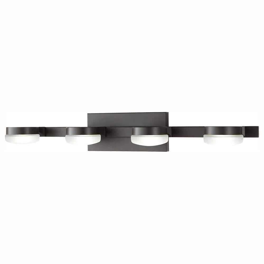 40-Watt Equivalent 4-Light Oil Rubbed Bronze Integrated LED Vanity Light with Etched Glass by Home Decorators Collection 7 40-Watt Equivalent 4-Light Oil Rubbed Bronze Integrated LED Vanity Light with Etched Glass by Home Decorators Collection - Image 5
