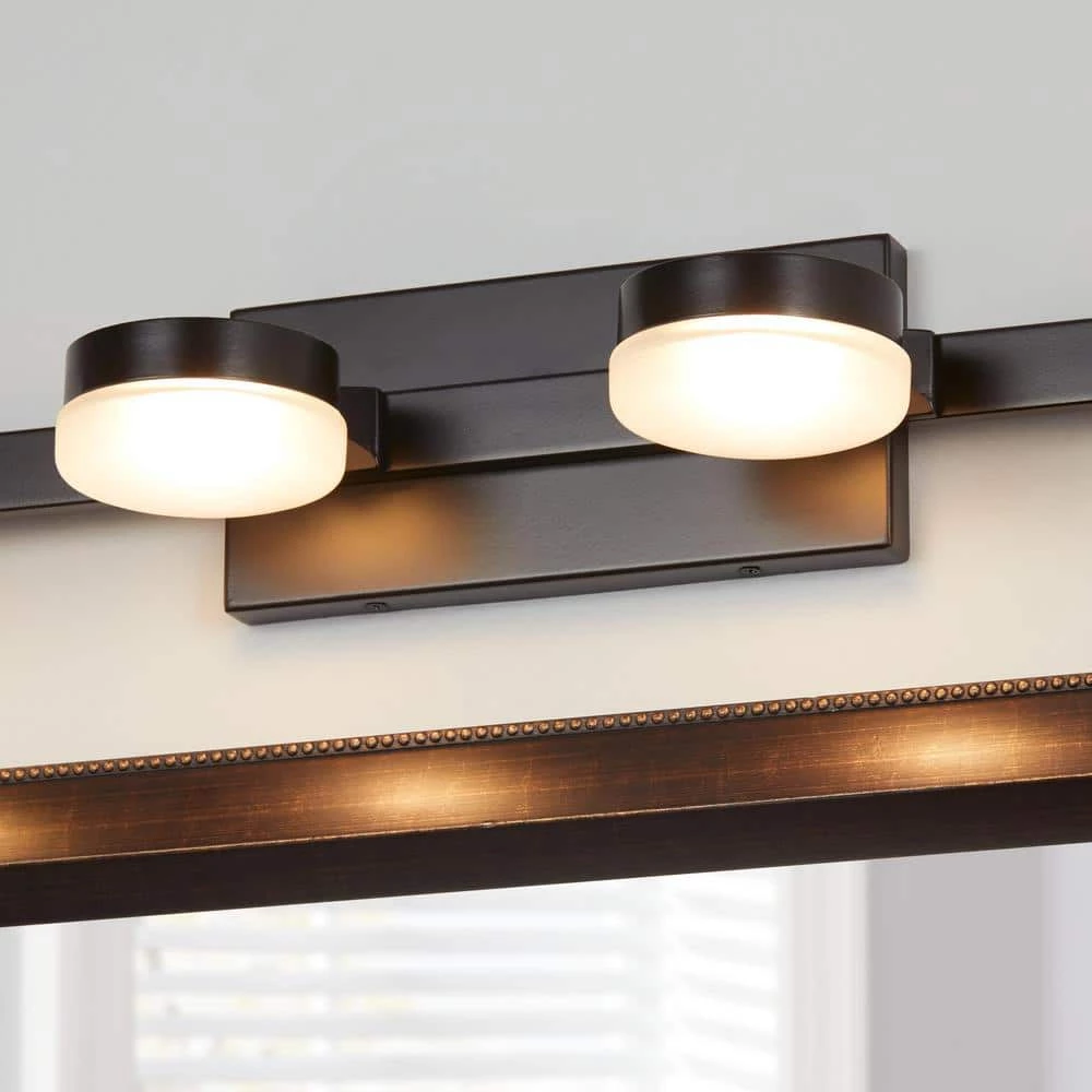 40-Watt Equivalent 4-Light Oil Rubbed Bronze Integrated LED Vanity Light with Etched Glass by Home Decorators Collection 12 40-Watt Equivalent 4-Light Oil Rubbed Bronze Integrated LED Vanity Light with Etched Glass by Home Decorators Collection - Image 10