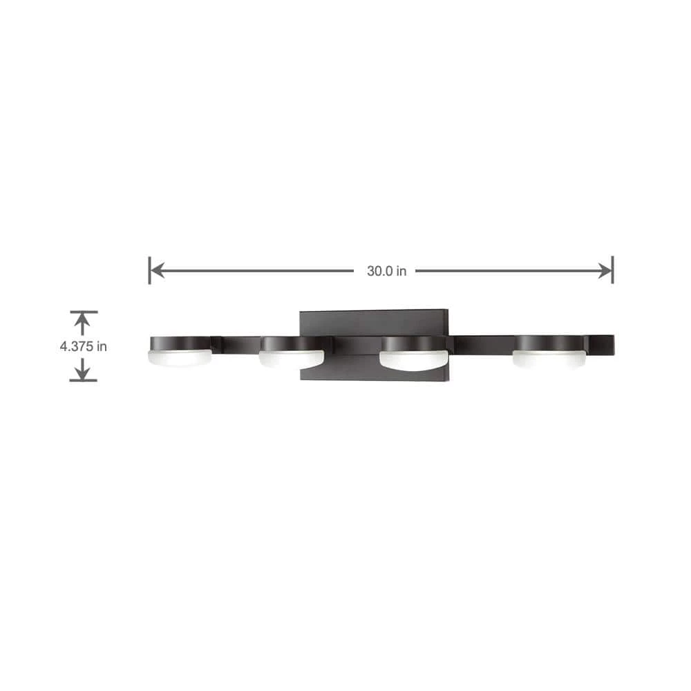 40-Watt Equivalent 4-Light Oil Rubbed Bronze Integrated LED Vanity Light with Etched Glass by Home Decorators Collection 15 40-Watt Equivalent 4-Light Oil Rubbed Bronze Integrated LED Vanity Light with Etched Glass by Home Decorators Collection - Image 13