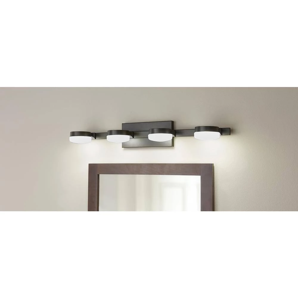 40-Watt Equivalent 4-Light Oil Rubbed Bronze Integrated LED Vanity Light with Etched Glass by Home Decorators Collection 14 40-Watt Equivalent 4-Light Oil Rubbed Bronze Integrated LED Vanity Light with Etched Glass by Home Decorators Collection - Image 12