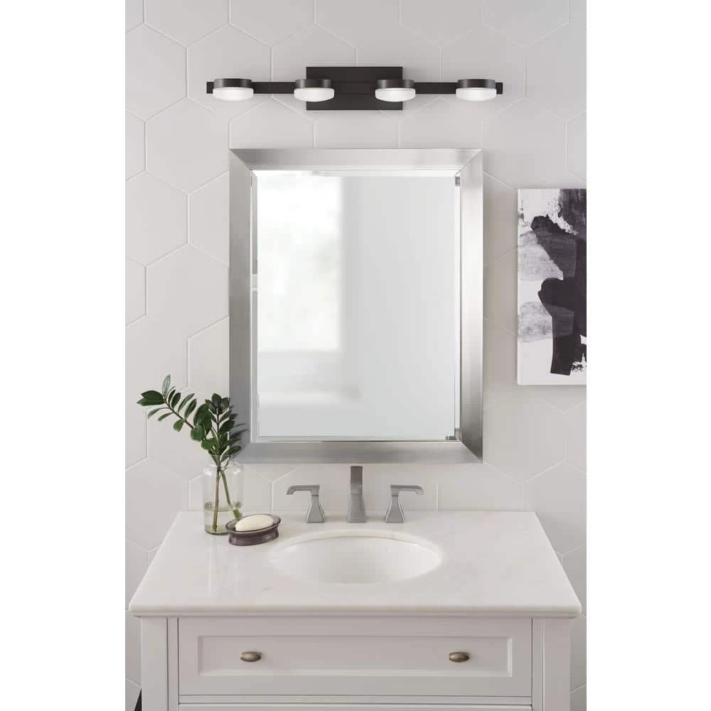 40-Watt Equivalent 4-Light Oil Rubbed Bronze Integrated LED Vanity Light with Etched Glass by Home Decorators Collection 10 40-Watt Equivalent 4-Light Oil Rubbed Bronze Integrated LED Vanity Light with Etched Glass by Home Decorators Collection - Image 8