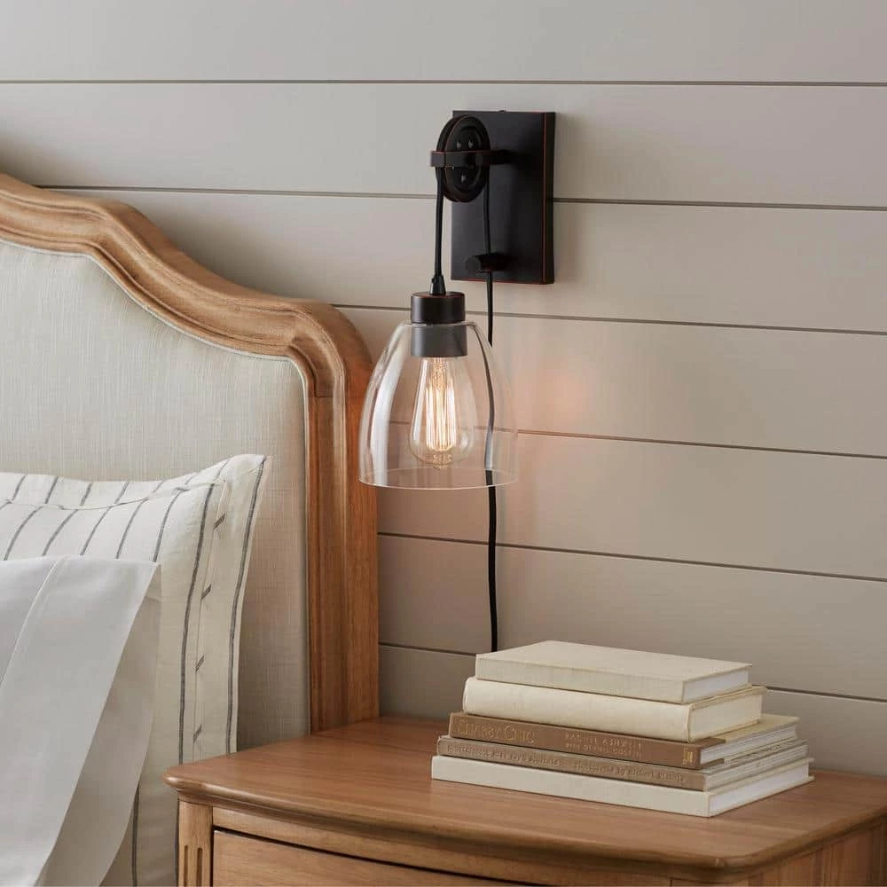 Needham 1-Light Oil Rubbed Bronze Sconce with Bulb by Home Decorators Collection 4 Needham 1-Light Oil Rubbed Bronze Sconce with Bulb by Home Decorators Collection - Image 2