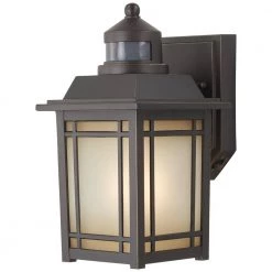 Port Oxford 1-Light Oil Rubbed Chestnut Motion Sensing Outdoor Wall Mount Lantern by Home Decorators Collection