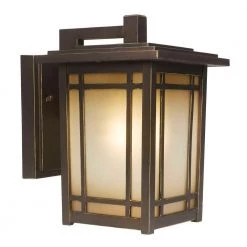 Port Oxford 1-Light Oil Rubbed Chestnut Outdoor Wall Lantern Sconce by Home Decorators Collection