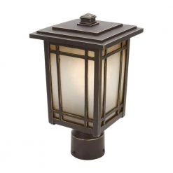 Port Oxford 1-Light Oil-Rubbed Chestnut Outdoor Post Mount Lantern by Home Decorators Collection