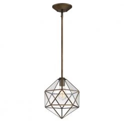 1-Light Old Satin Brass Mini Pendant with Clear Glass, Vintage Bulb Included by Home Decorators Collection
