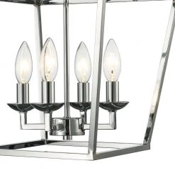 Weyburn 16.5 in. 4-Light Polished Chrome Lantern Farmhouse Semi-Flush Mount Ceiling Light Fixture by Home Decorators Collection -Outlet Home Decorators Collection Store polished chrome home decorators collection flush mount lights c5596 cr 4f 1000