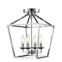 Weyburn 16.5 in. 4-Light Polished Chrome Lantern Farmhouse Semi-Flush Mount Ceiling Light Fixture by Home Decorators Collection -Outlet Home Decorators Collection Store polished chrome home decorators collection flush mount lights c5596 cr c3 1000