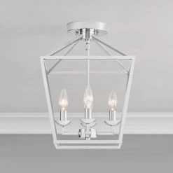 Weyburn 16.5 in. 4-Light Polished Chrome Lantern Farmhouse Semi-Flush Mount Ceiling Light Fixture by Home Decorators Collection -Outlet Home Decorators Collection Store polished chrome home decorators collection flush mount lights c5596 cr e1 1000