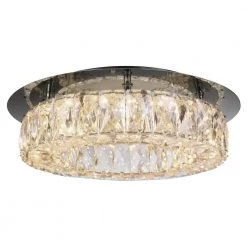 Keighley 13 in. 1-Light Polished Chrome and Crystal Integrated LED Flush Mount by Home Decorators Collection