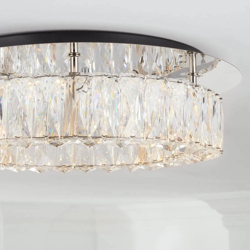 Keighley Crystal 17.5-in. Polished Chrome Integrated LED Flush Mount Kitchen Ceiling Light Fixture by Home Decorators Collection 10 Keighley Crystal 17.5-in. Polished Chrome Integrated LED Flush Mount Kitchen Ceiling Light Fixture by Home Decorators Collection - Image 8