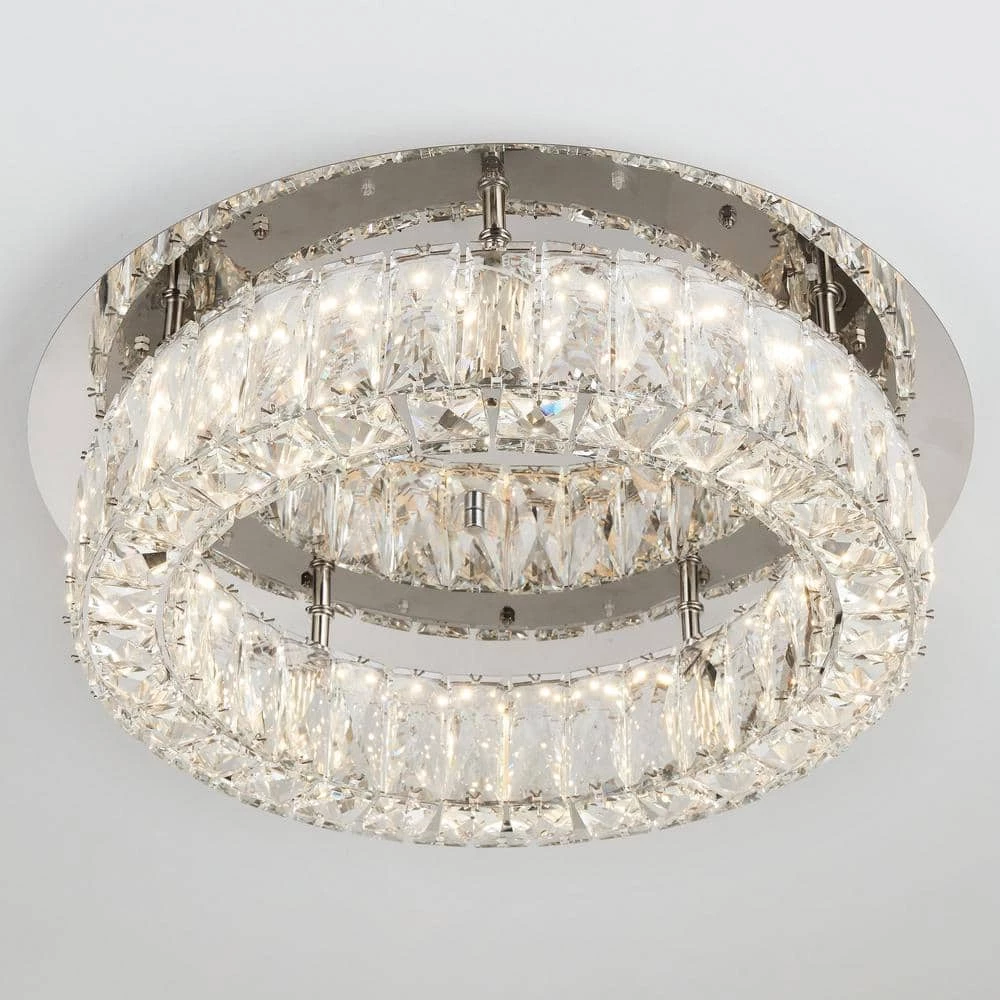 Keighley Crystal 17.5-in. Polished Chrome Integrated LED Flush Mount Kitchen Ceiling Light Fixture by Home Decorators Collection 11 Keighley Crystal 17.5-in. Polished Chrome Integrated LED Flush Mount Kitchen Ceiling Light Fixture by Home Decorators Collection - Image 9