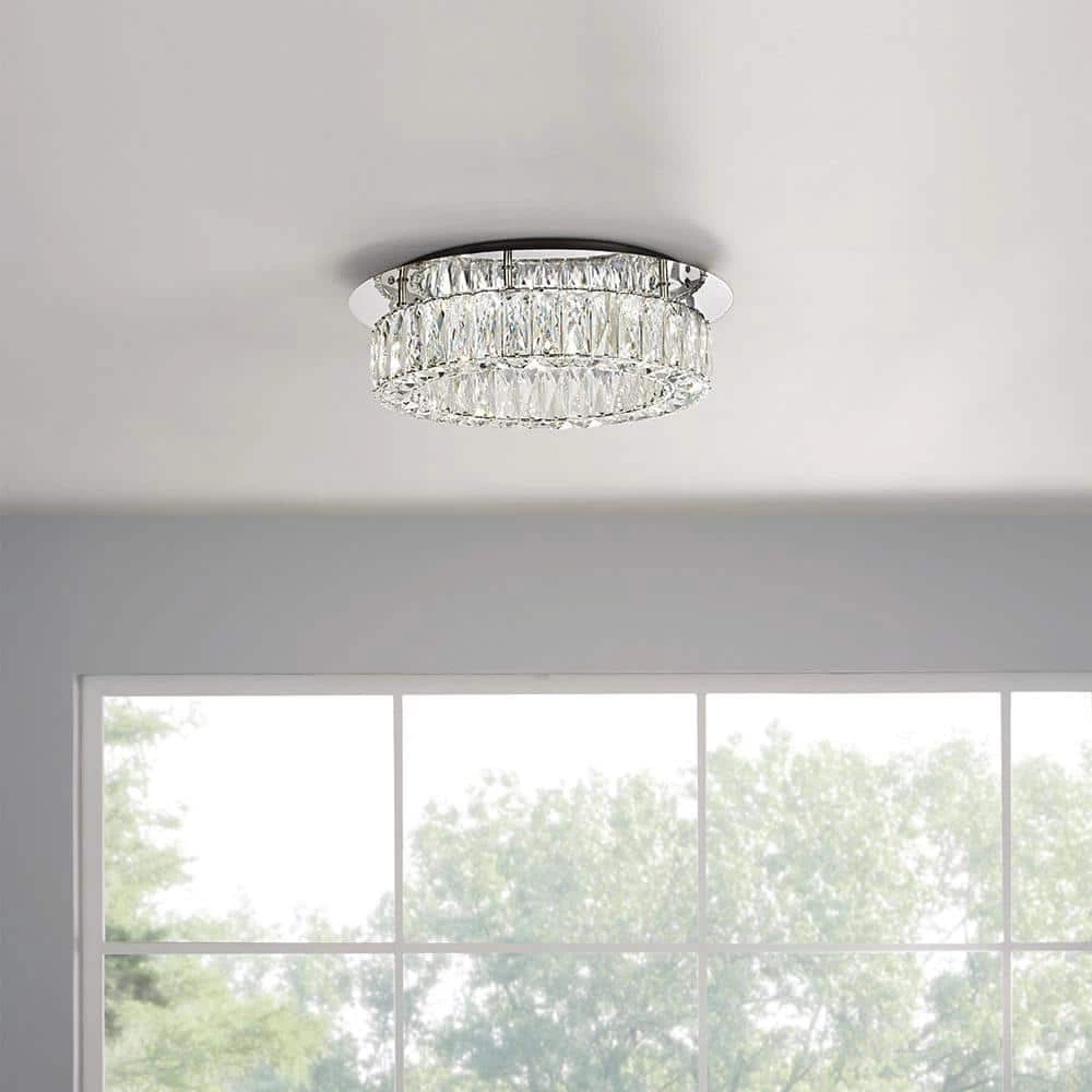 Keighley Crystal 17.5-in. Polished Chrome Integrated LED Flush Mount Kitchen Ceiling Light Fixture by Home Decorators Collection 9 Keighley Crystal 17.5-in. Polished Chrome Integrated LED Flush Mount Kitchen Ceiling Light Fixture by Home Decorators Collection - Image 7