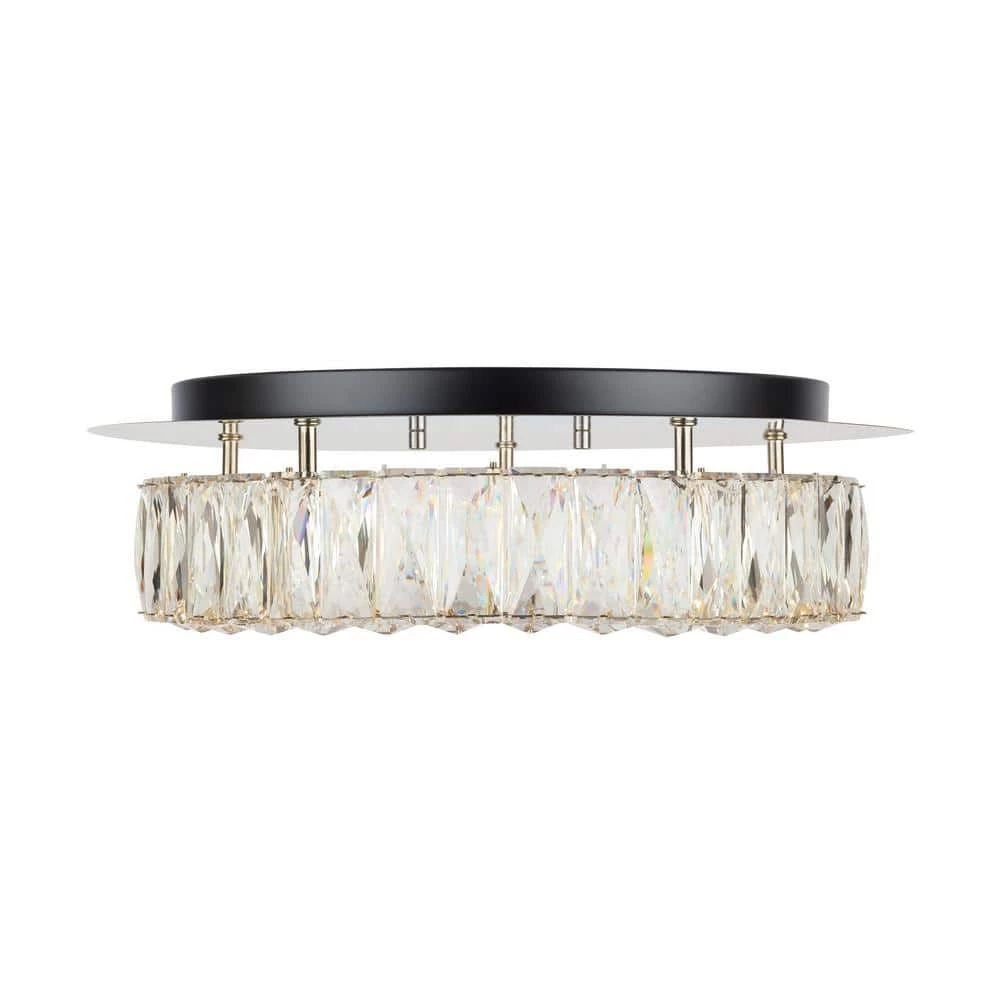 Keighley Crystal 17.5-in. Polished Chrome Integrated LED Flush Mount Kitchen Ceiling Light Fixture by Home Decorators Collection 6 Keighley Crystal 17.5-in. Polished Chrome Integrated LED Flush Mount Kitchen Ceiling Light Fixture by Home Decorators Collection - Image 4