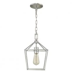 Weyburn 1-Light Chrome Caged Farmhouse Hanging Mini Kitchen Pendant Light by Home Decorators Collection