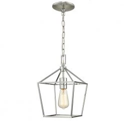 Weyburn 1-Light Chrome Caged Farmhouse Hanging Mini Kitchen Pendant Light by Home Decorators Collection -Outlet Home Decorators Collection Store polished chrome home decorators collection pendant lights 16201 cr c3 1000