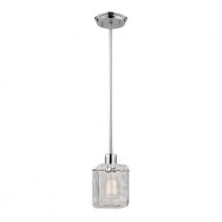 1-Light Polished Chrome Water Cube Glass Pendant by Home Decorators Collection