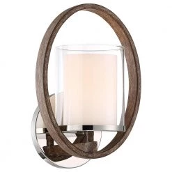 Downing 1-Light Polished Nickel/Corona Bronze Wall Sconce by Home Decorators Collection