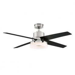 Cityview 54 in. Integrated LED Indoor Polished Nickel Ceiling Fan with Light and Remote Control by Home Decorators Collection