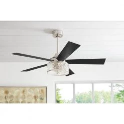 Graymont 52 in. Polished Nickel Ceiling Fan with Light and Remote Control by Home Decorators Collection -Outlet Home Decorators Collection Store polished nickel home decorators collection ceiling fans with lights yg862 pn 31 1000