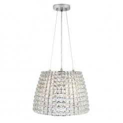 Beatrice 3-Light 16 in. Polished Nickel Crystal Pendant by Home Decorators Collection