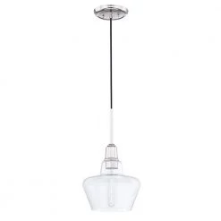 1-Light Polished Nickel Mini-Pendant Hanging Light with Clear Glass Shade by Home Decorators Collection