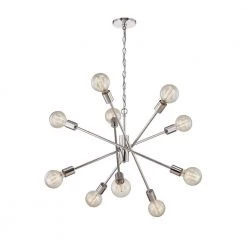 Fife 10-Light Polished Nickel Sputnik Chandelier with G30 Vintage Bulbs by Home Decorators Collection -Outlet Home Decorators Collection Store polished nickel home decorators collection chandeliers hd 1690 i 1d 1000