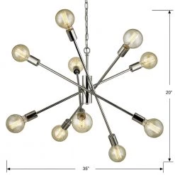 Fife 10-Light Polished Nickel Sputnik Chandelier with G30 Vintage Bulbs by Home Decorators Collection -Outlet Home Decorators Collection Store polished nickel home decorators collection chandeliers hd 1690 i 40 1000