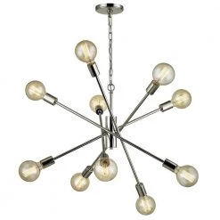 Fife 10-Light Polished Nickel Sputnik Chandelier with G30 Vintage Bulbs by Home Decorators Collection -Outlet Home Decorators Collection Store polished nickel home decorators collection chandeliers hd 1690 i 4f 1000