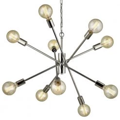 Fife 10-Light Polished Nickel Sputnik Chandelier with G30 Vintage Bulbs by Home Decorators Collection