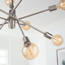Fife 10-Light Polished Nickel Sputnik Chandelier with G30 Vintage Bulbs by Home Decorators Collection -Outlet Home Decorators Collection Store polished nickel home decorators collection chandeliers hd 1690 i fa 1000