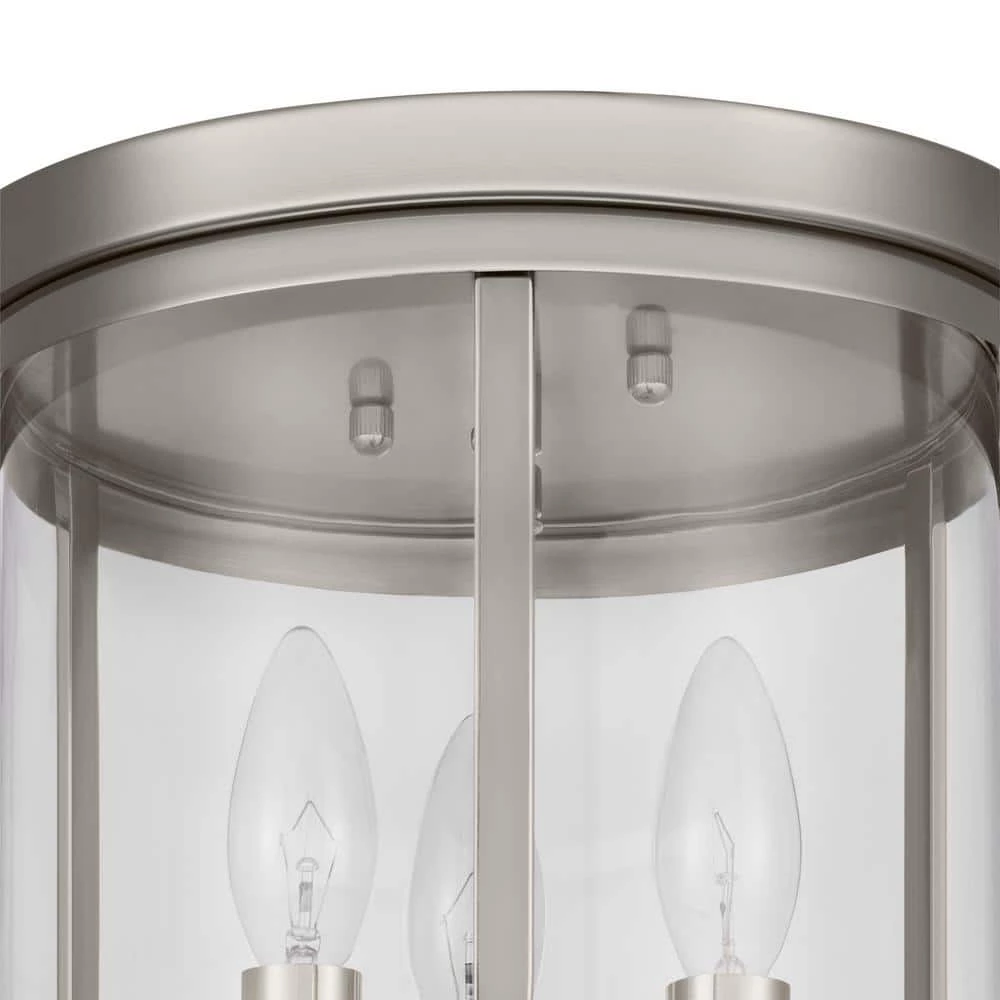 10 in. 3-Light Polished Nickel Round Modern Ceiling Light Flush Mount with Clear Glass by Home Decorators Collection 7 10 in. 3-Light Polished Nickel Round Modern Ceiling Light Flush Mount with Clear Glass by Home Decorators Collection - Image 5