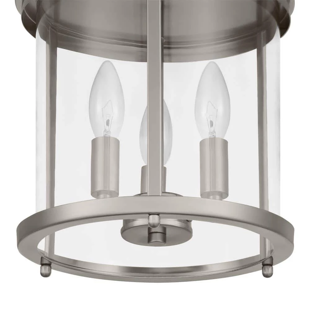 10 in. 3-Light Polished Nickel Round Modern Ceiling Light Flush Mount with Clear Glass by Home Decorators Collection 15 10 in. 3-Light Polished Nickel Round Modern Ceiling Light Flush Mount with Clear Glass by Home Decorators Collection - Image 13