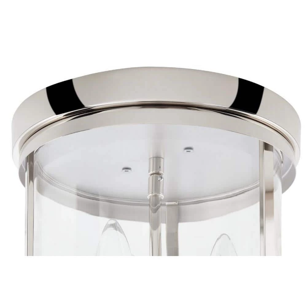 10 in. 3-Light Polished Nickel Round Modern Ceiling Light Flush Mount with Clear Glass by Home Decorators Collection 12 10 in. 3-Light Polished Nickel Round Modern Ceiling Light Flush Mount with Clear Glass by Home Decorators Collection - Image 10
