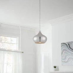 1-Light Polished Nickel Mini Pendant by Home Decorators Collection -Outlet Home Decorators Collection Store polished nickel home decorators collection pendant lights 27072 e1 1000